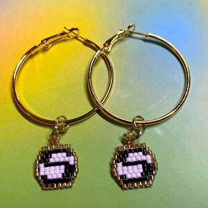 BEADED INITIAL HOOP EARRINGS- "S"